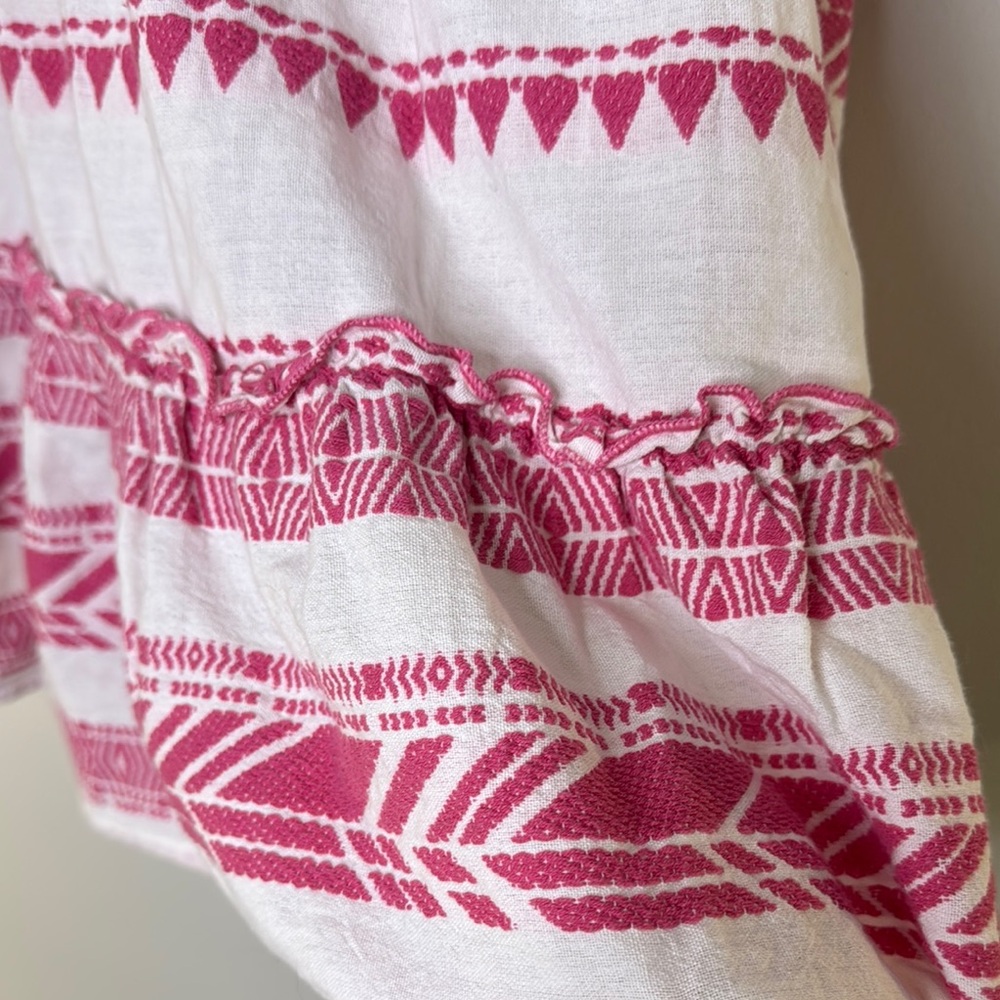 THML Pink and White V-Neck Bell Sleeve Sundress - Picture 8 of 12